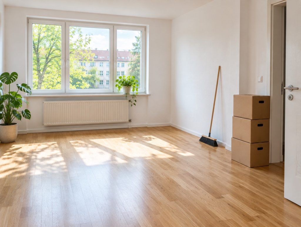 Geräumte, besenreine Wohnung nach einer Entrümpelung