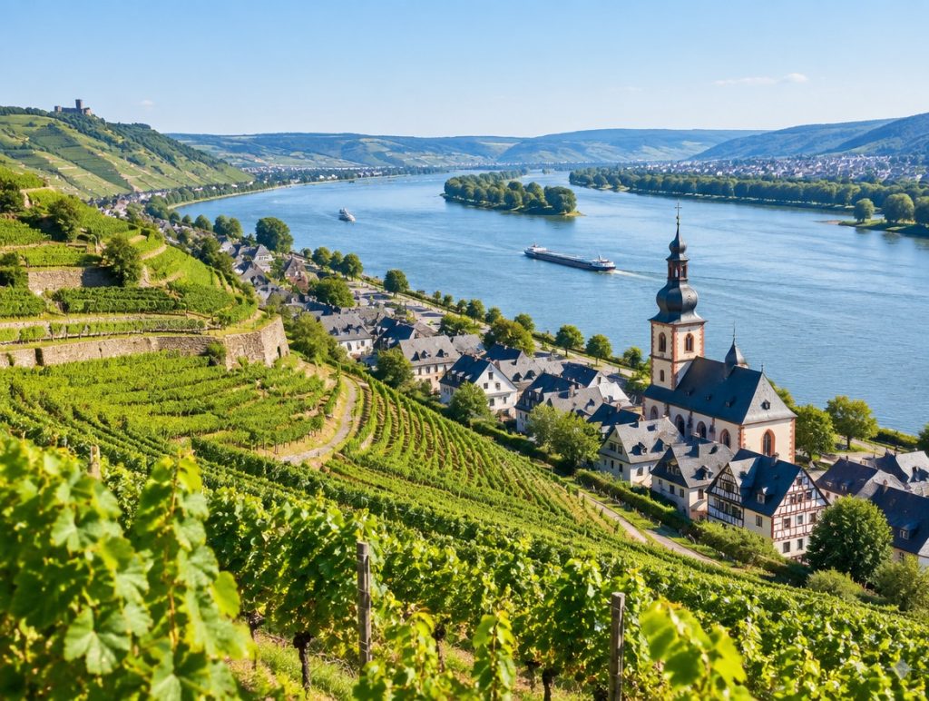 Weinberge und Rhein im Rheingau