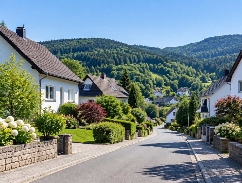 Wohnstraße im Taunus mit Einfamilienhäusern